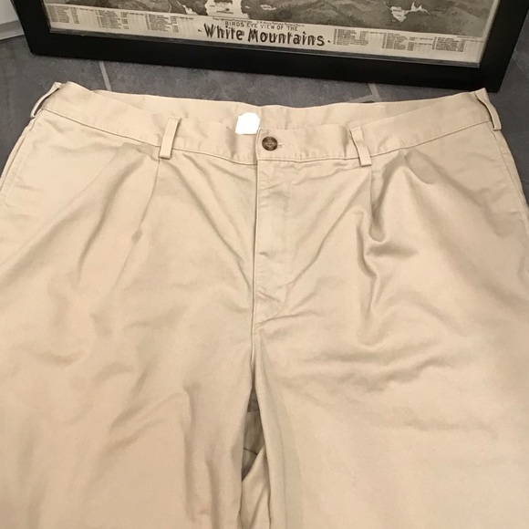 Vintage LL Bean Mens Flannel Lined Pants Size 42x34 Pleated Khakis Straight Leg - Picture 8 of 16